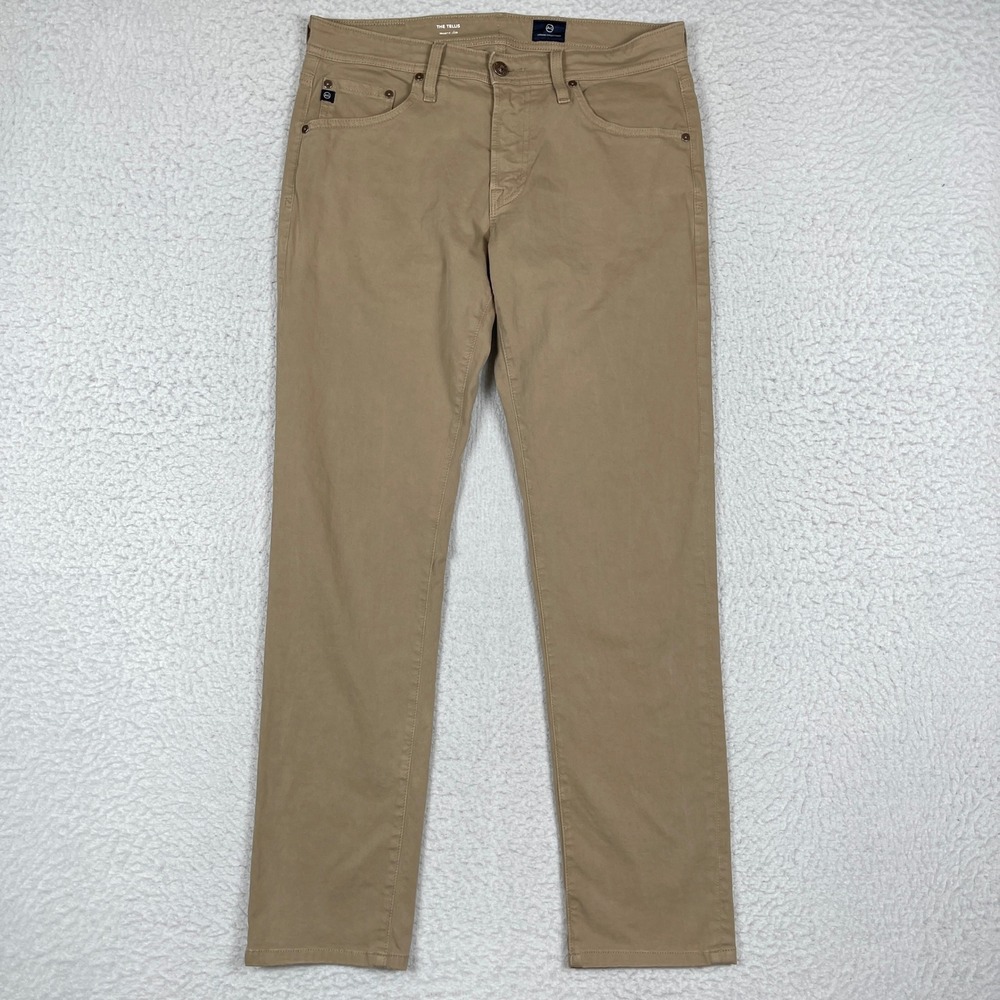 AG Adriano Goldschmied Tellis Jeans Mens 31 (Fit 31x29.5) Tan Slim Khaki Chinos